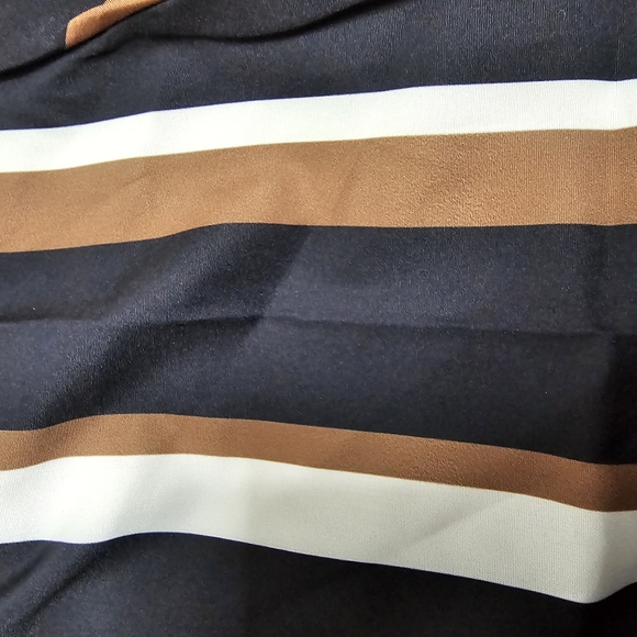 Men's Striped Casual Button Down Shirt - Navy, Brown, and White - Picture 7 of 7
